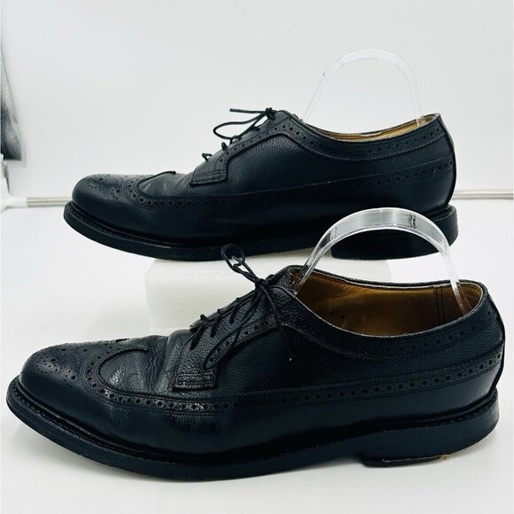 Vintage Florsheim Imperial 96624 Black Longwing Leather 5 Nail Shoes Sz 10.5 D main image 12